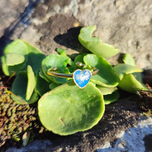 Idée cadeau Saint-Valentin femme - Bague cœur or bleu