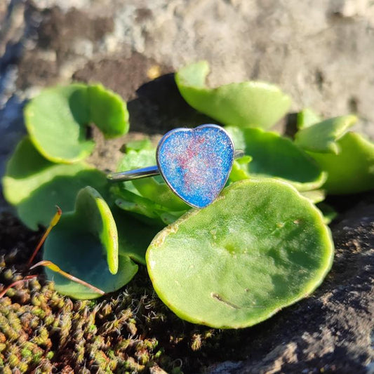 Bijou Unique en Acier Inox – Bague Cœur bleu et rouge 9mm pour Femme