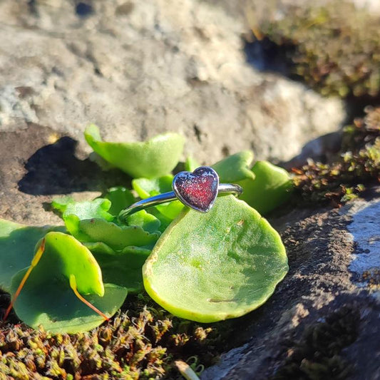 Bague cœur noir et rouge 5mm pour femme