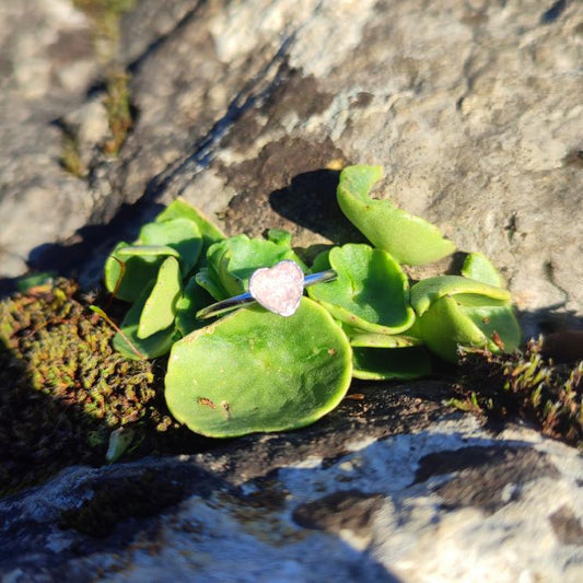 Bague Cœur Rose pâle Ajustable en Acier Inox – Déclaration d’Amour en Bijou