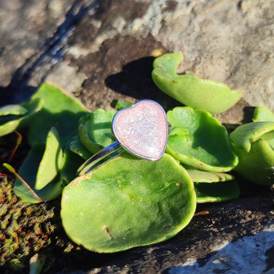 Bague cœur rose pâle acier inoxydable femme bijou unique
