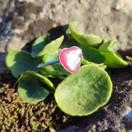 Offrez un Cadeau Romantique – Bague Cœur Rouge et argent 9mm
