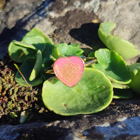 Bague Cœur Rose Plaqué Or 18K 💛 – Idée Cadeau Saint-Valentin Élégant