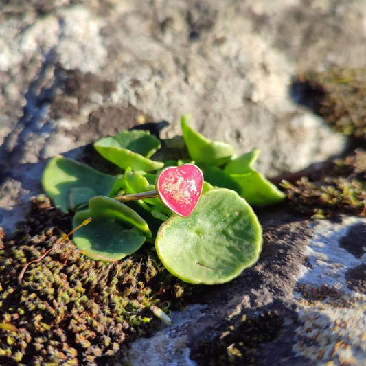 Bague Cœur Rouge Plaqué Or 18K 💛 – Idée Cadeau Saint-Valentin Élégant