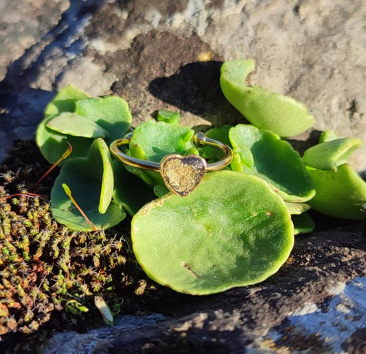 Un Cadeau Unique pour Femme – Bague Cœur Noir en Or Sublime 💛