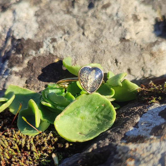 Bague Cœur Noir et Or 9mm Plaqué Or