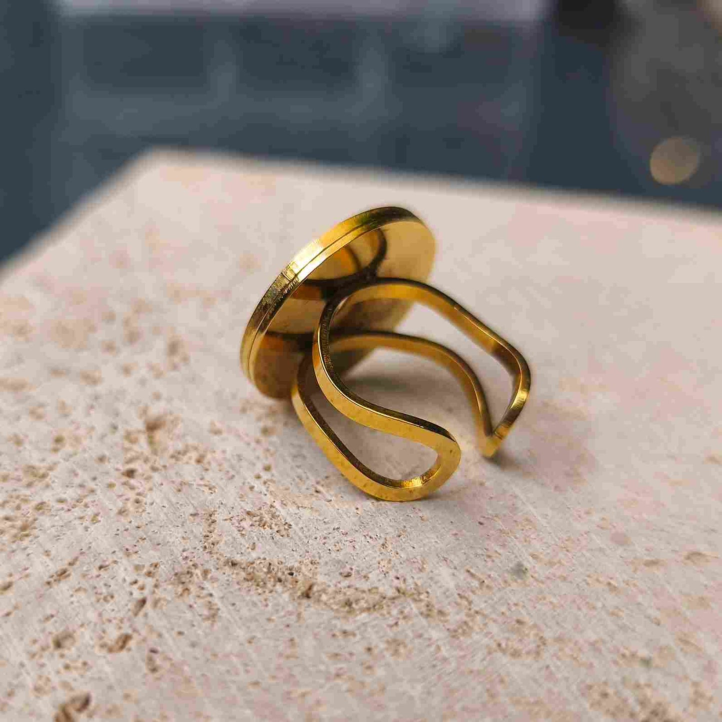 Création unique Made in France - bague orange turquoise et or