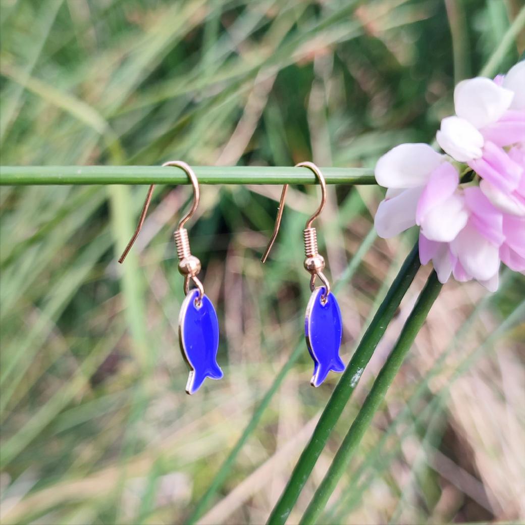 Boucles d'Oreilles Poissons en émail | Bijou Marin