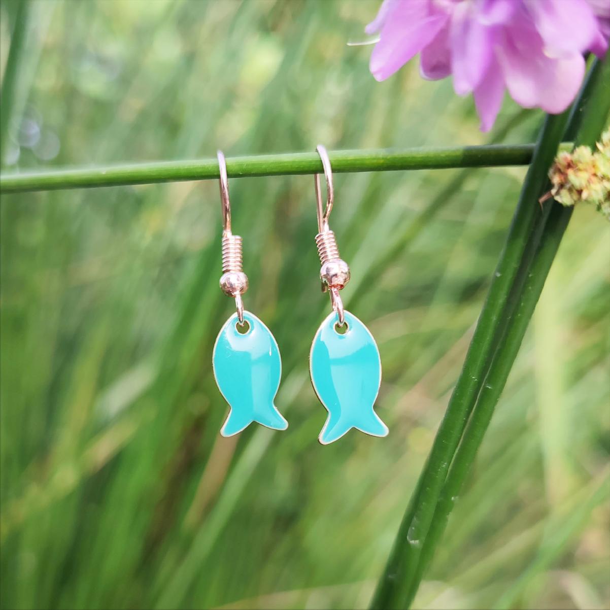 Boucles d'Oreilles Poissons en émail | Bijou Marin
