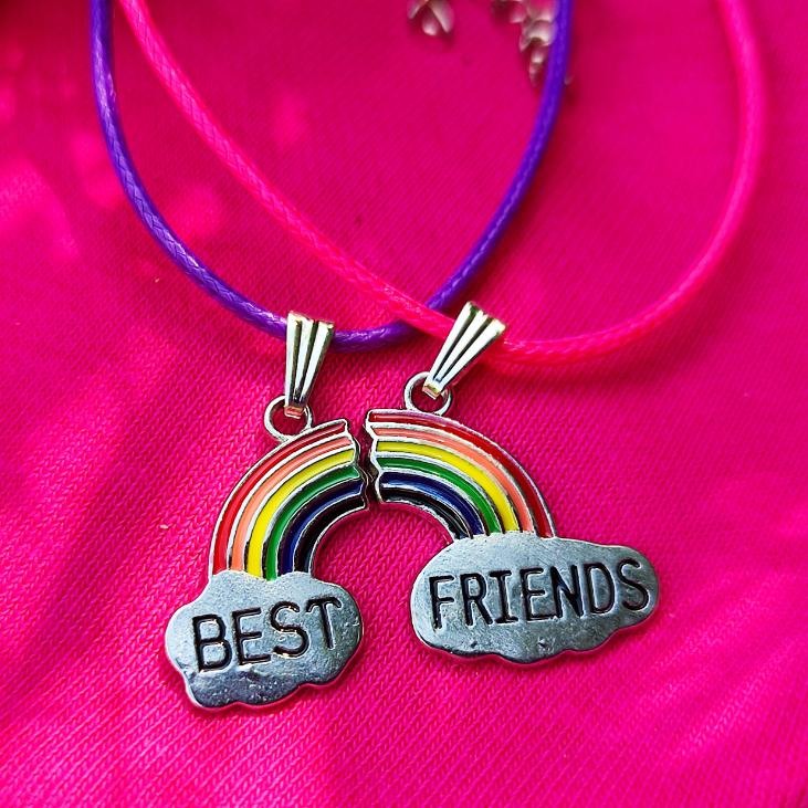 🌈 Colliers d'amitié avec arc-en-ciel pour meilleures amies.