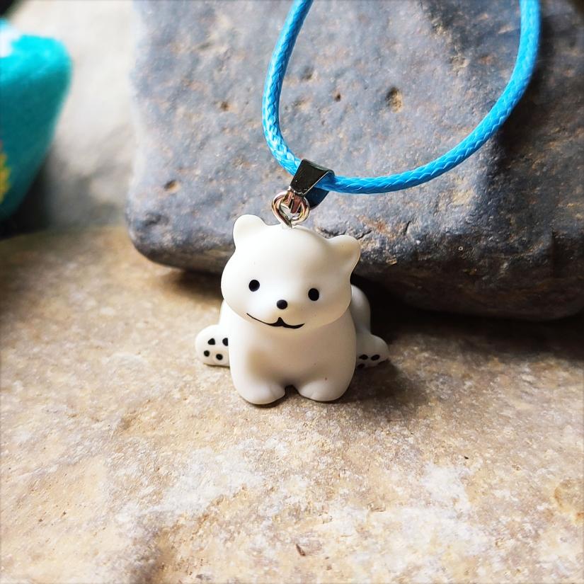 Collier Ours Blanc assis
