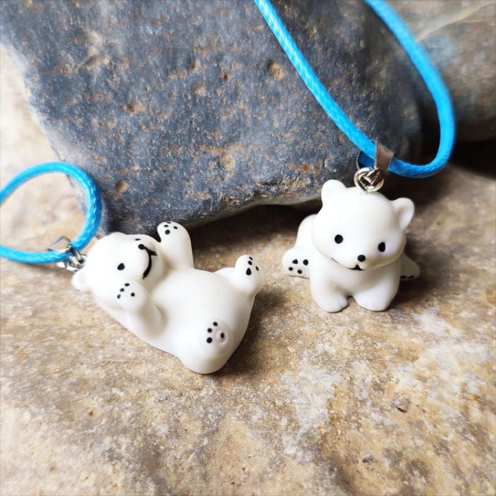Colliers Ours Blanc, deux modèles adorables