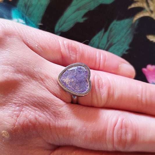 Grande Bague Coeur Violet et Argent 💜Unique Acier Inoxydable 12mm