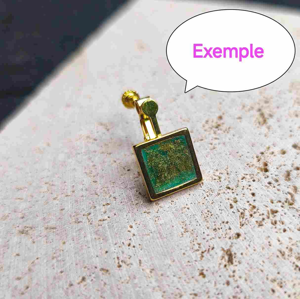 Grandes Boucles d'Oreilles Rectangles Pendantes Uniques Art Déco | Rose Corail et Bronze