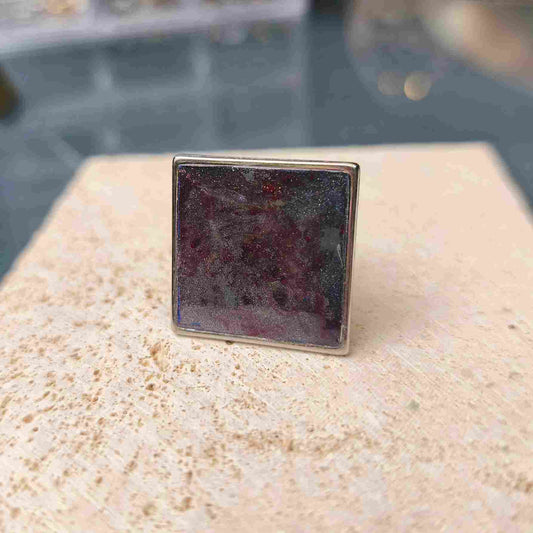 Création unique Made in France - bague carrée Crépuscule Violet