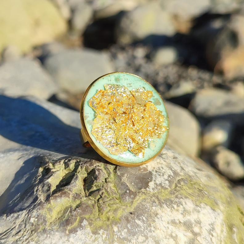 Bague Femme Art Déco XXL Ronde vue de côté