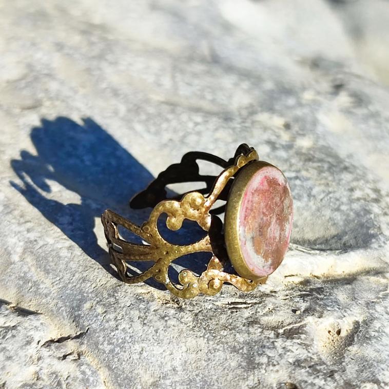 Bague Art Nouveau Mauve et Cuivre Unique | Maroussia Bijou