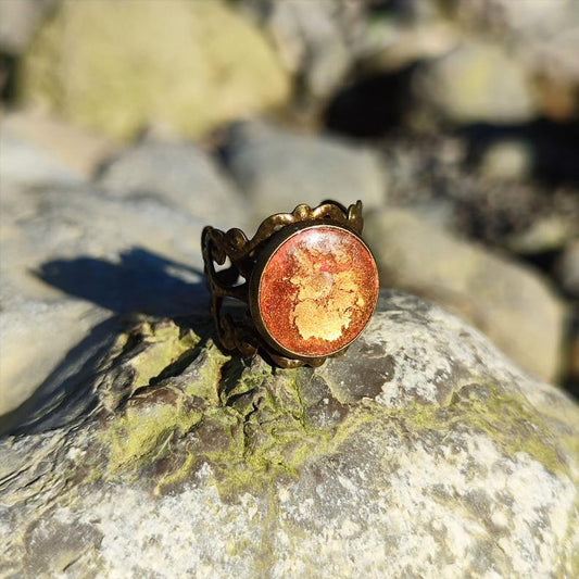 Bague Art Nouveau Unique Orangée et Bronze | Maroussia Bijou