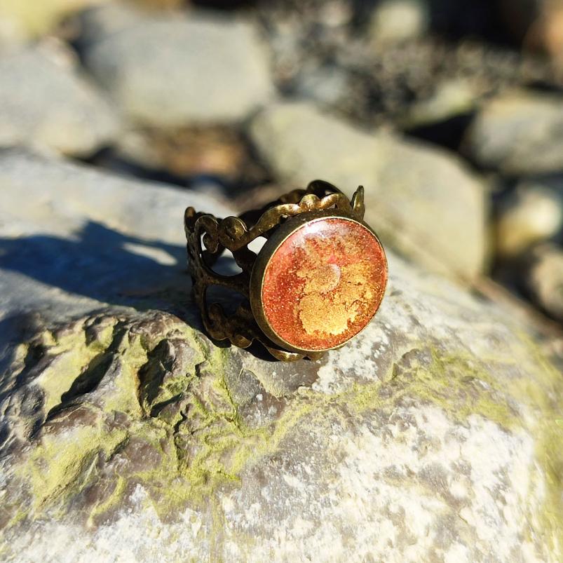 Bague Art Nouveau Unique Orangée et Bronze | Maroussia Bijou