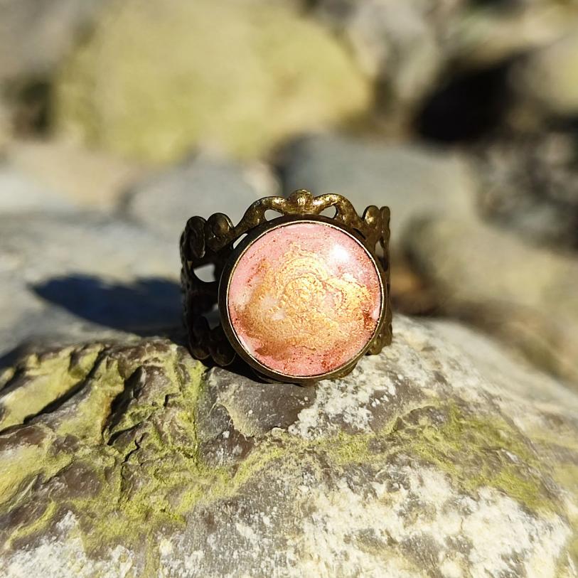 Bague Art Nouveau Rose et Cuivre | Maroussia Bijou