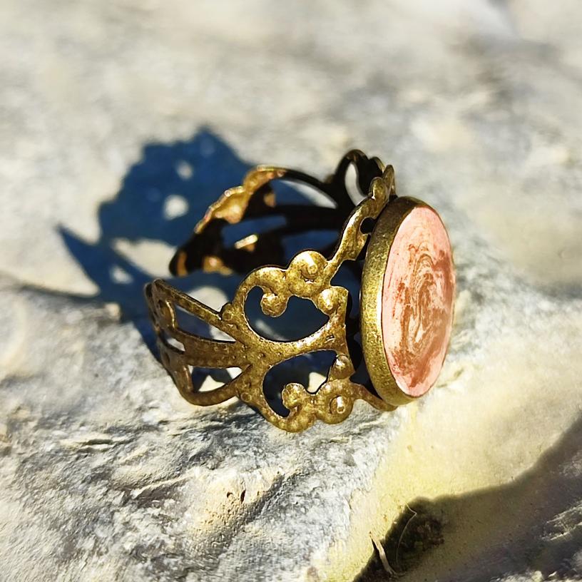Bague Art Nouveau Rose et Cuivre | Maroussia Bijou