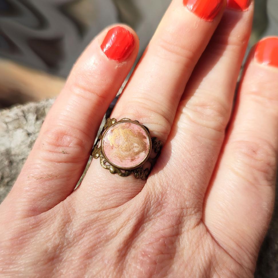 Bague Art Nouveau Rose et Cuivre | Maroussia Bijou