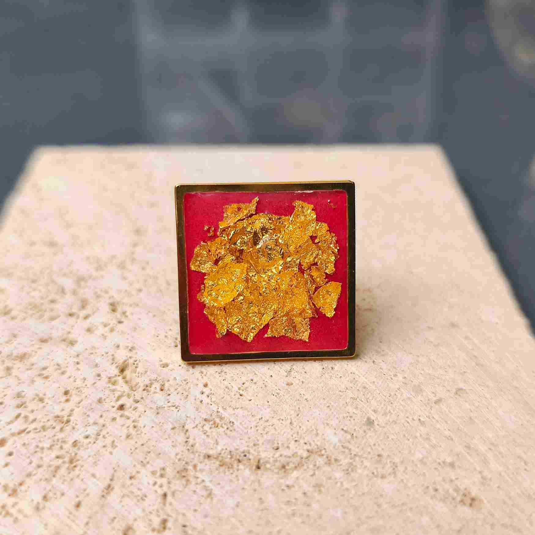 Création unique Made in France - bague rouge éclat 25 mm