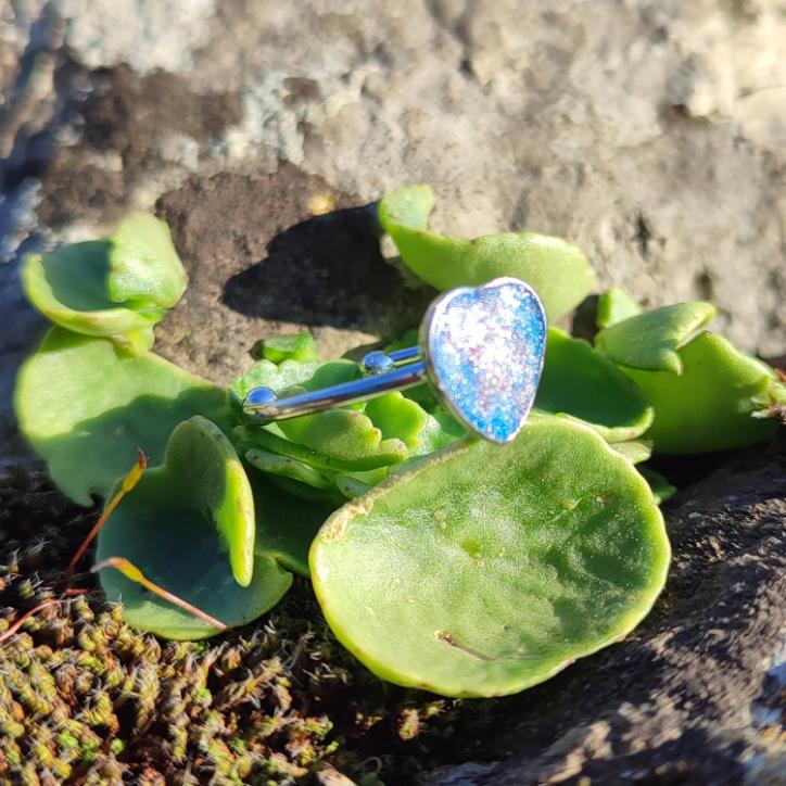 Bague Cœur bleu et rouge 9mm en Acier Inoxydable – Élégance et Raffinement