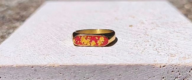 bague ovale dorée écologique taille 10