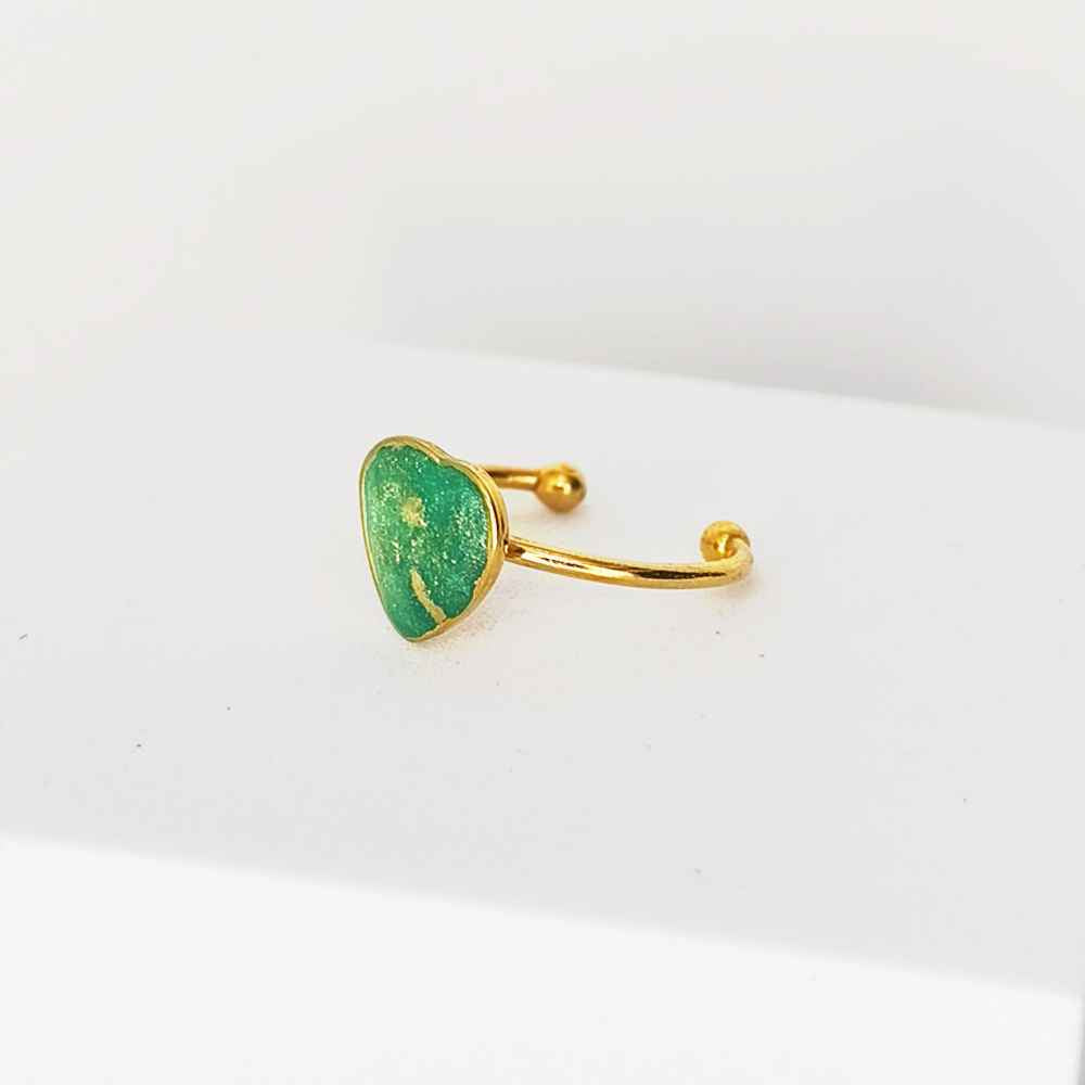 Bijou artisanal vert émeraude avec traces dorées Écho Fractale