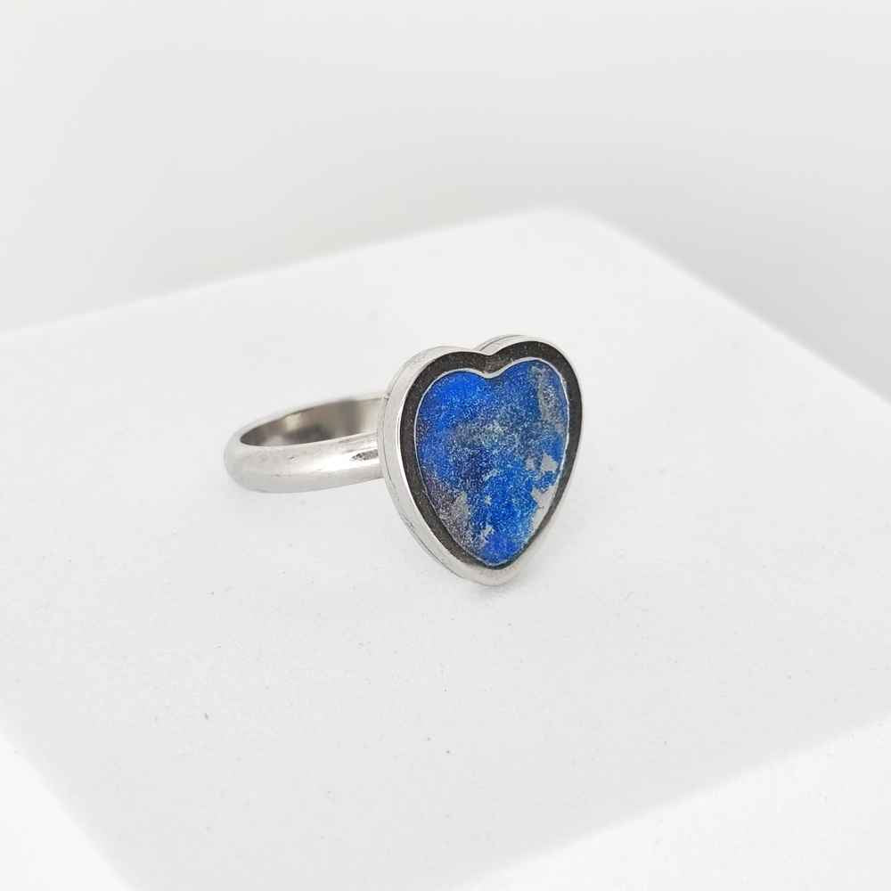 Bague Saint-Valentin cœur bleu et argent cadeau femme