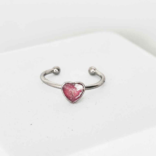 Bague cœur 5mm Cœur Mécanique inox argent rose artisanale