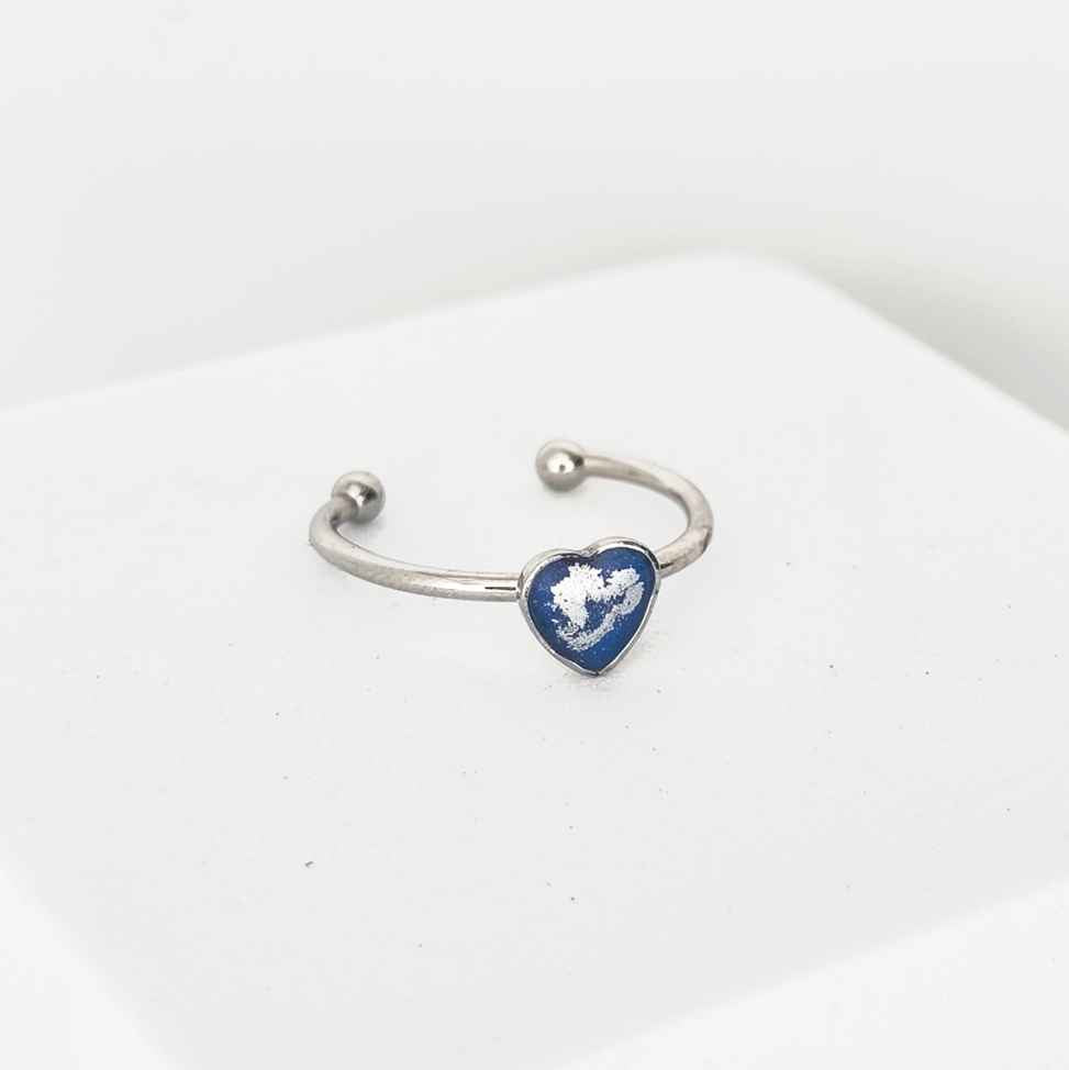 Bague fine bleu et argent idée cadeau pour femme Saint-Valentin