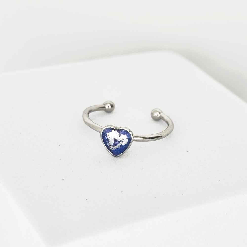Petite bague cœur bleu artisanale fait main pour femme