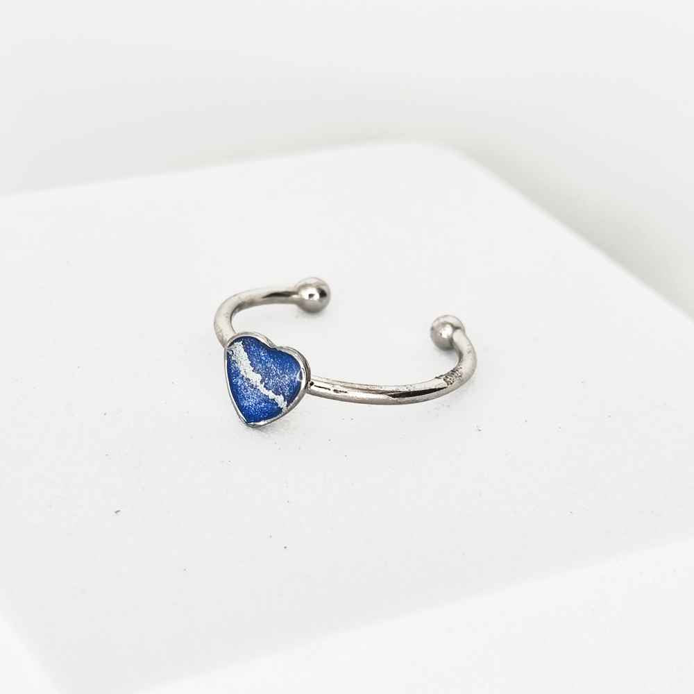 Bague fine bleu et argent idée cadeau pour femme Saint-Valentin