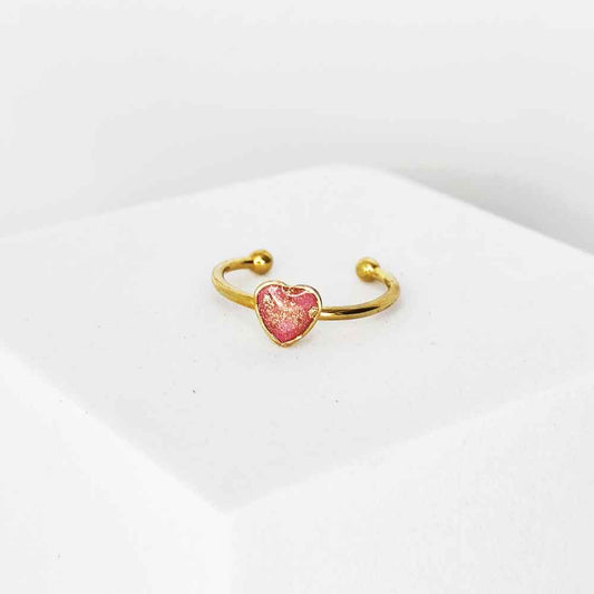 Bague cœur 5mm Mon Feu Sous Ta Peau plaqué or rose artisanale