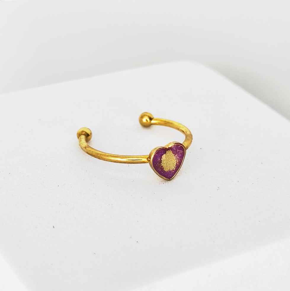 Bijou artisanal violet avec cœur en or Cœur Indocile