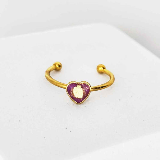 Bague cœur 5mm Cœur Indocile plaqué or violet artisanale
