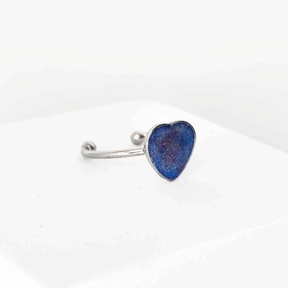 Bague cœur bleu et argent cadeau pour femme