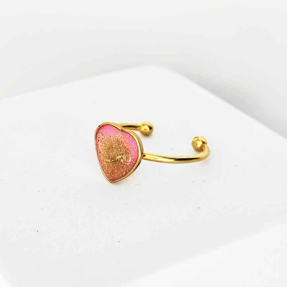 Bague artisanale cœur rose doré faite main