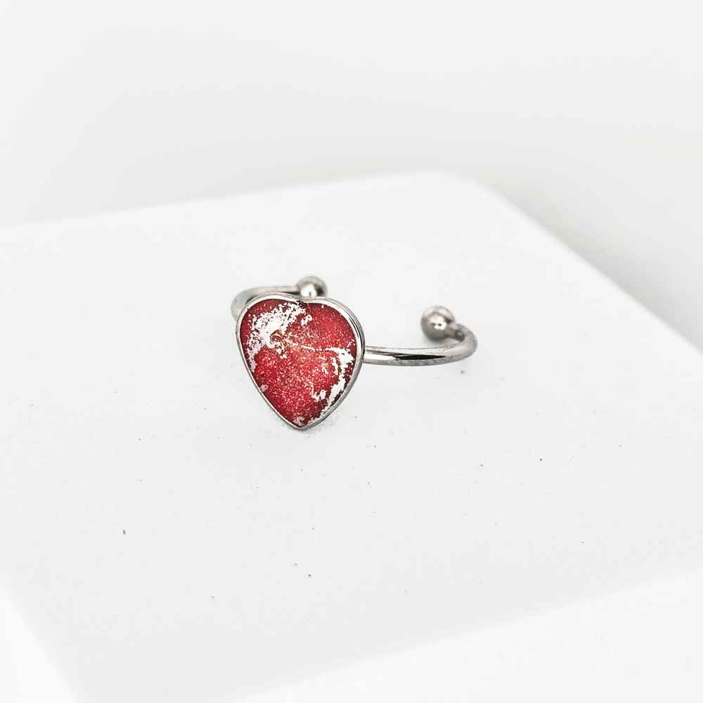 Bague Saint-Valentin cœur rose argent cadeau femme