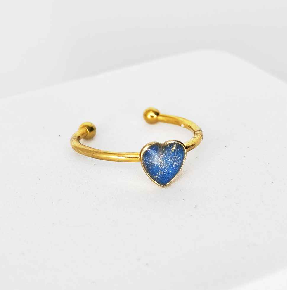 Bague cœur bleu et or cadeau pour femme