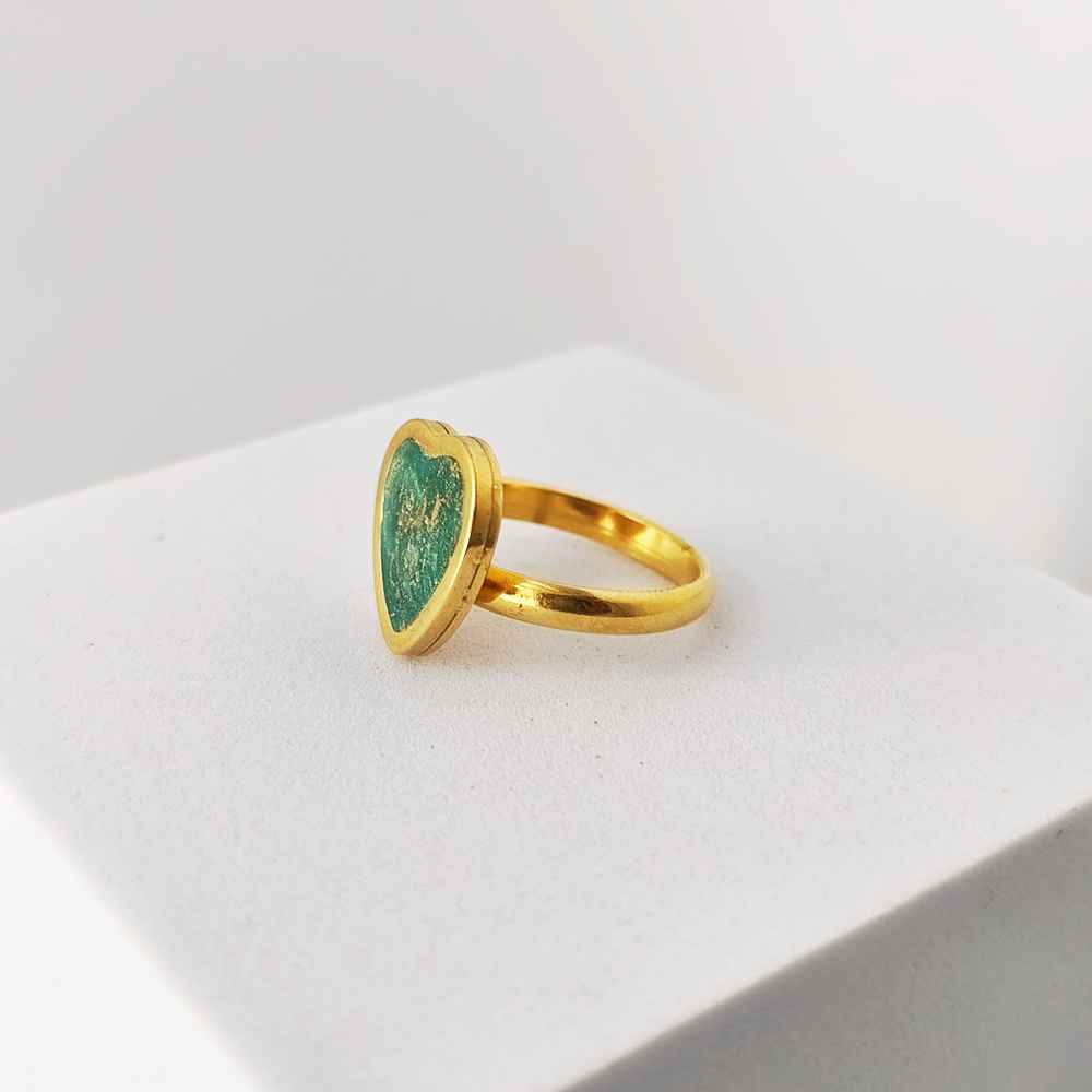 Bague Saint-Valentin cœur vert plaqué or cadeau femme