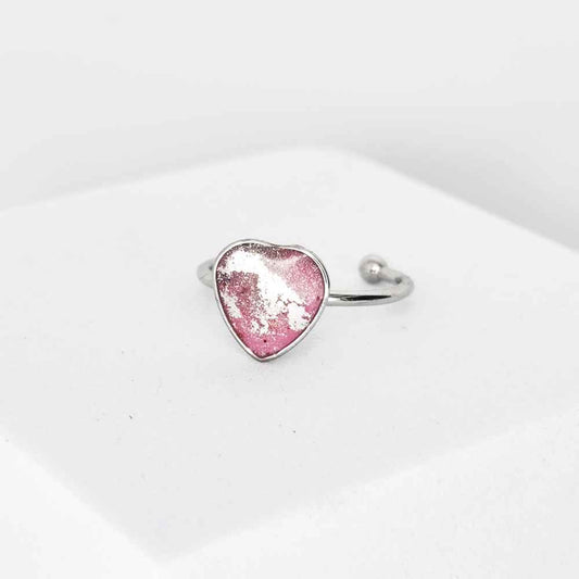 Bague cœur 9mm Sérieuses Gamineries inox argent rose artisanale