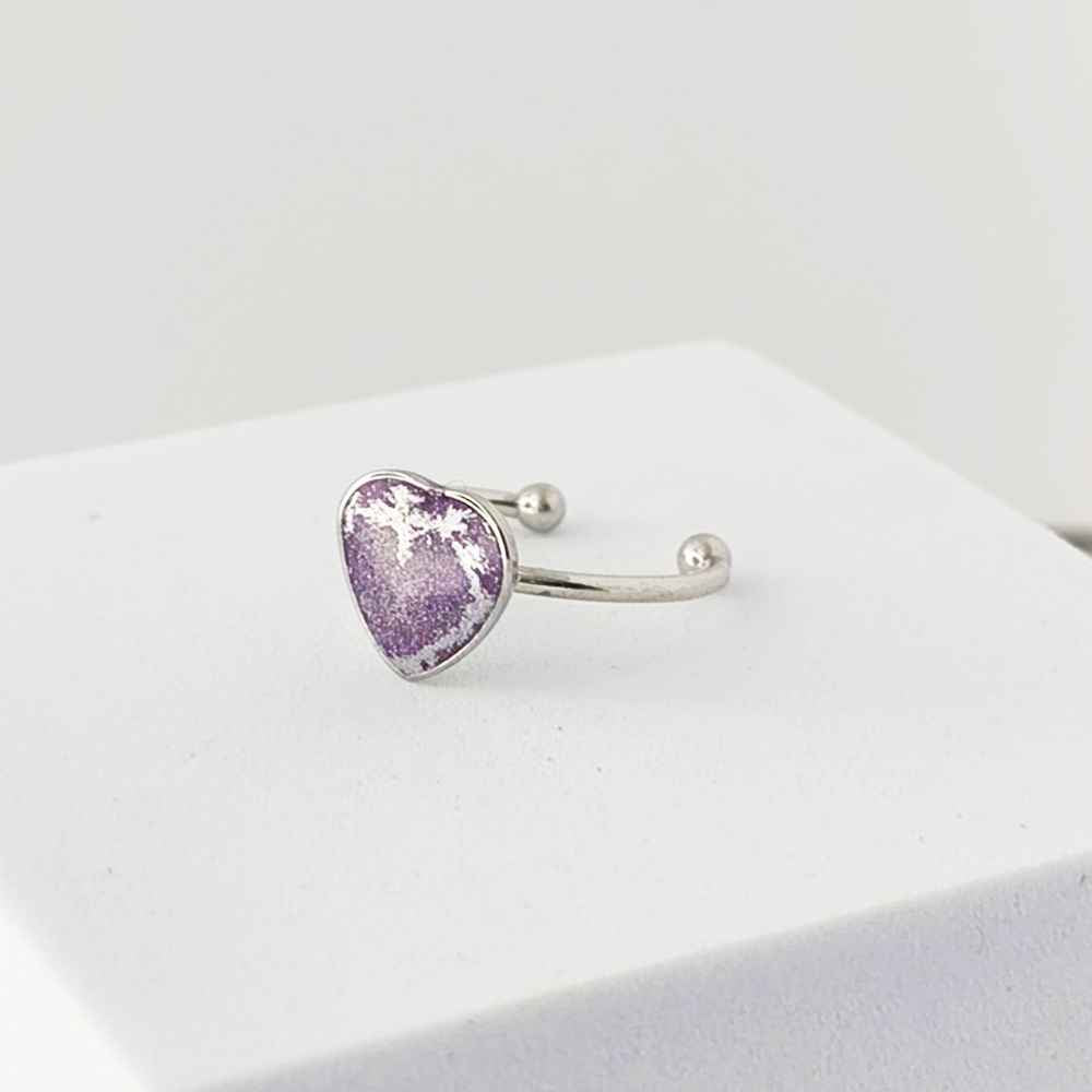 Bijou artisanal mauve pâle avec trace argentée Abysse Brûlant