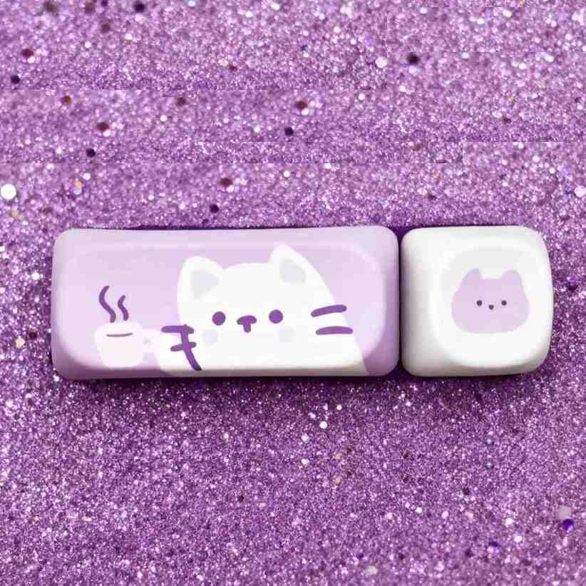 Chat Blanc & Tasse de Café | Barrette GEEK