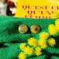 Boucles d'Oreilles Art Déco Uniques Puces Clous d'Oreilles Jaune et kaki