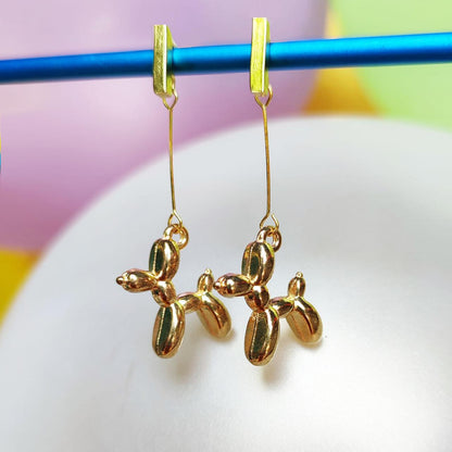 Boucles d'oreilles chien ballon dorées  vue 2