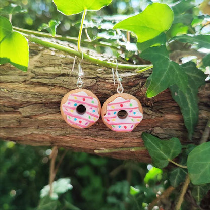 Boucles d'Oreilles Donut rose et rayures | Les Petits Maroo