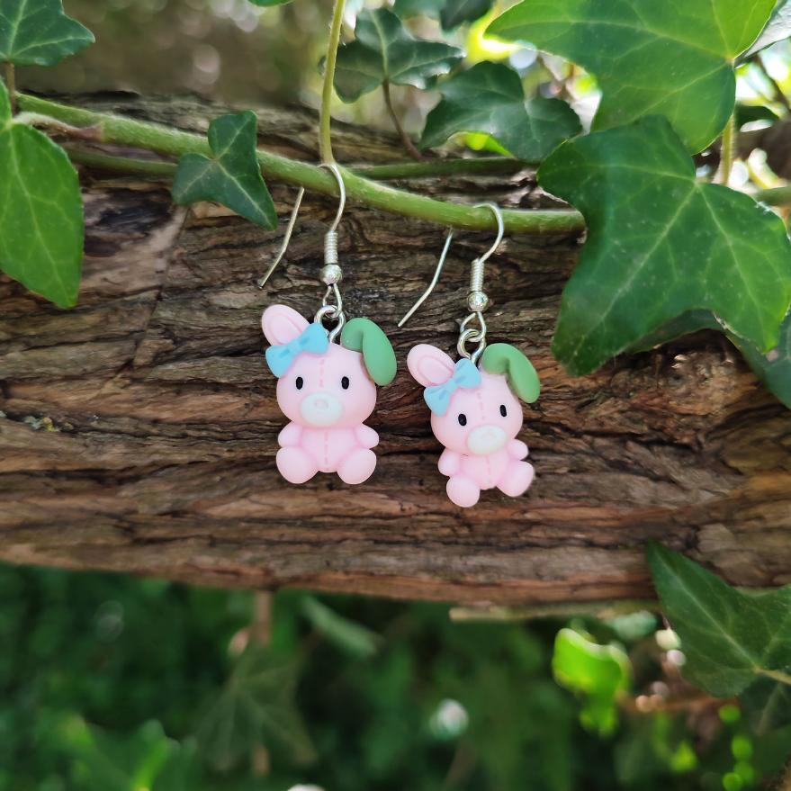 Boucles d'oreilles Lapin rose